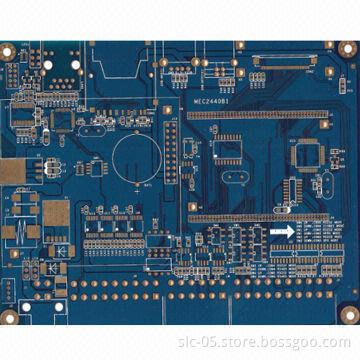 FR-4 rigid PCBs, 4 layers, 1.6mm board thickness and ENIG surface, with blue solder mask